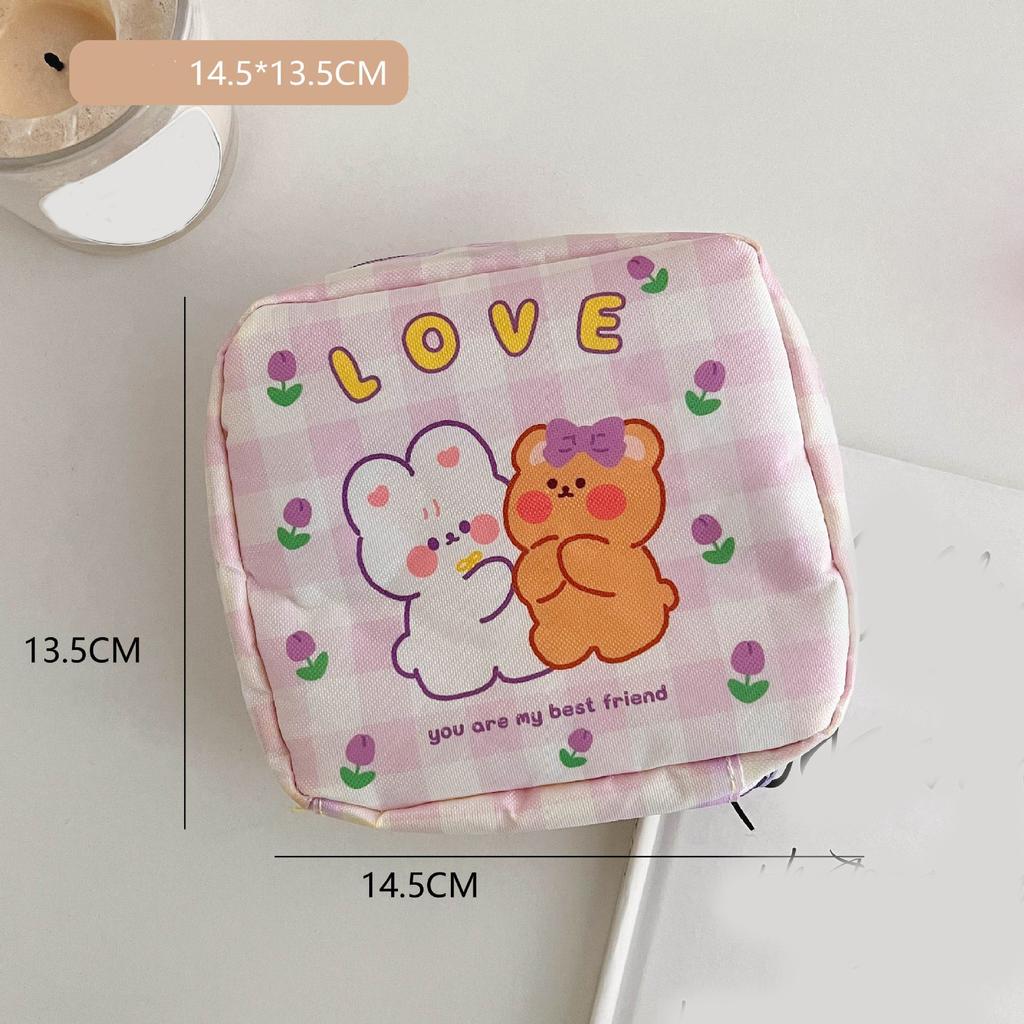 Женская портативная гигиеническая сумка для хранения тампонов, хлопковая дорожная сумка для хранения косметики, литературный кошелек на молнии для хранения мелочей