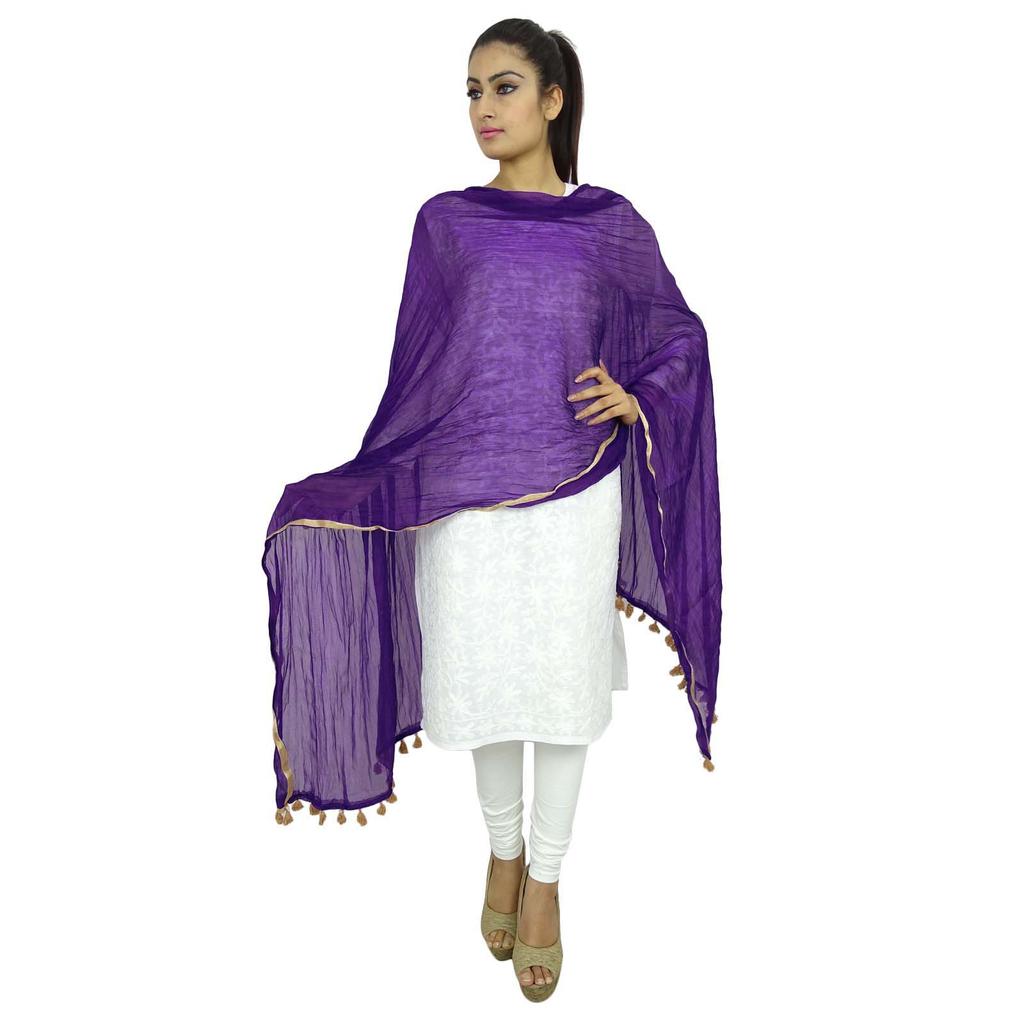 Длинный палантин из смеси шифона и шифона Dupatta с индийским воротником, шарф с кисточками Chunni Throw
