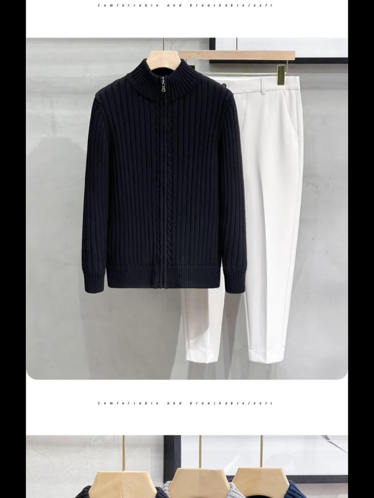 Мужской вязаный кардиган на молнии - осень/зима 2023 г. Свитер-куртка