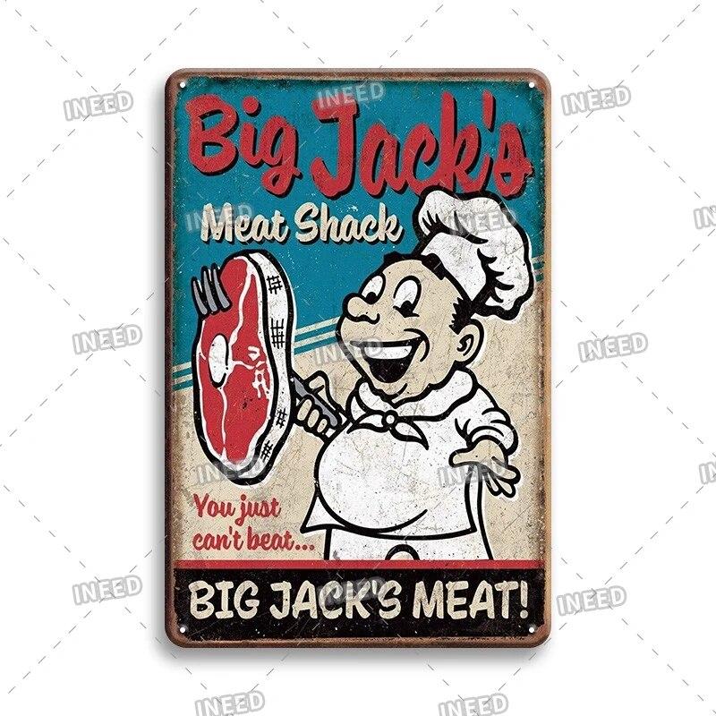 Mfoever Burger Sign Best In Town Beef BBQ Vintage Decor Hotdogs Kitchen Decorations Wall Plaque Retro Decor Vintage Food Sign