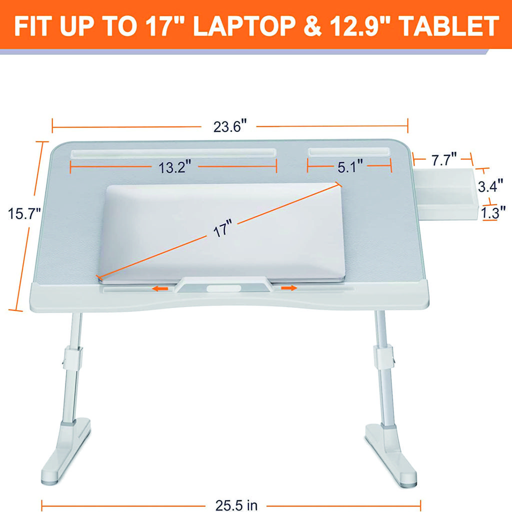 Home Folding Laptop Desk for Bed & Sofa Laptop Bed Tray Table Desk Portable Lap Desk for Study and Reading Bed Top Tray Table
