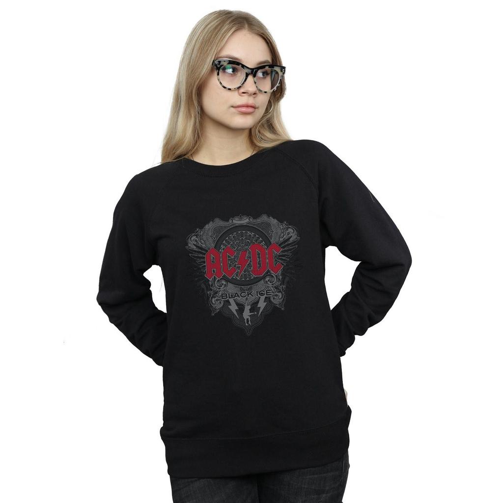 AC/DC Womens/Ladies Black Ice With Red Sweatshirt