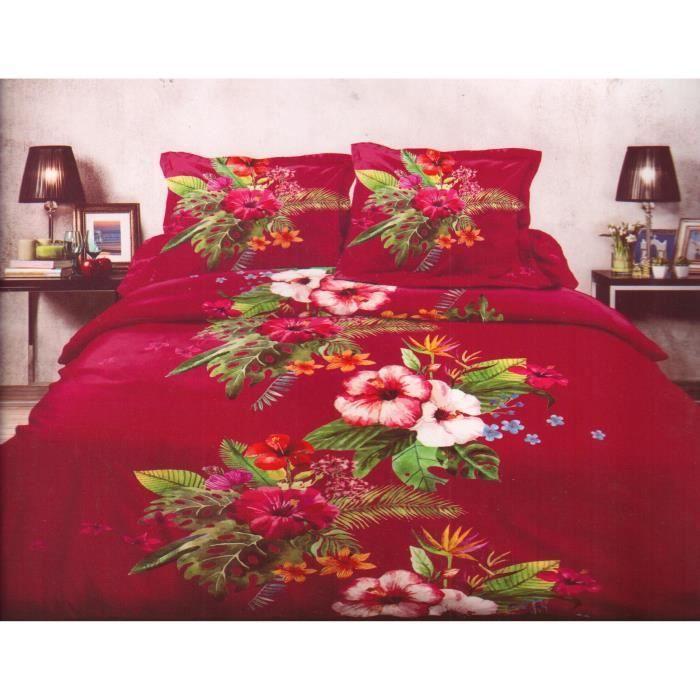 Duvet Cover - Antilles Carmin - 220x240cm - 100% Cotton - 3 Pieces - Red