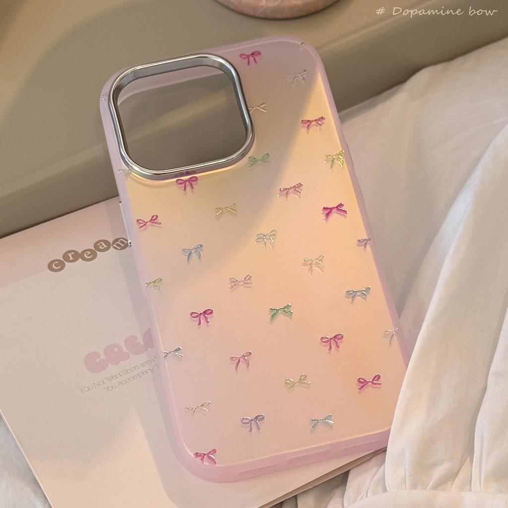 Gilded Sweet Bow Suitable for Iphone16Promax Mobile Phone Case 15 Laser 13 Anti Fall 14 Korean 11 Hard