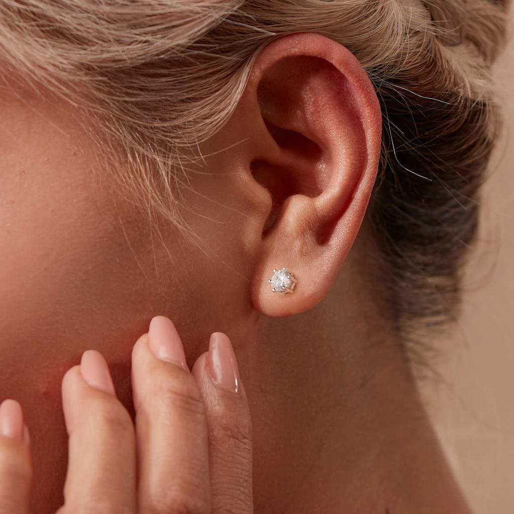 MomentWish Серьги с муассанитом 1 карат Серьги Гипоаллергенные серьги D Color VVS1 Серьги с имитацией бриллианта 5 мм Серьги, женские женские женские