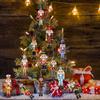 12Pcs Wooden Nutcracker Soldier Pendant Xmas Tree Hanging Ornament 2024 Christmas Decoration for Home Navidad 2025 New Year Gift