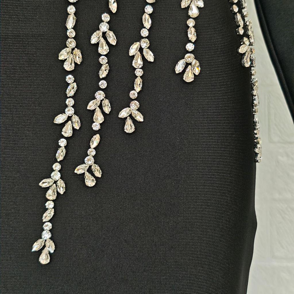 Европейское и американское роскошное платье-бандаж с квадратным вырезом и стразами - Приталенное, элегантное вечернее платье для светской львицы.