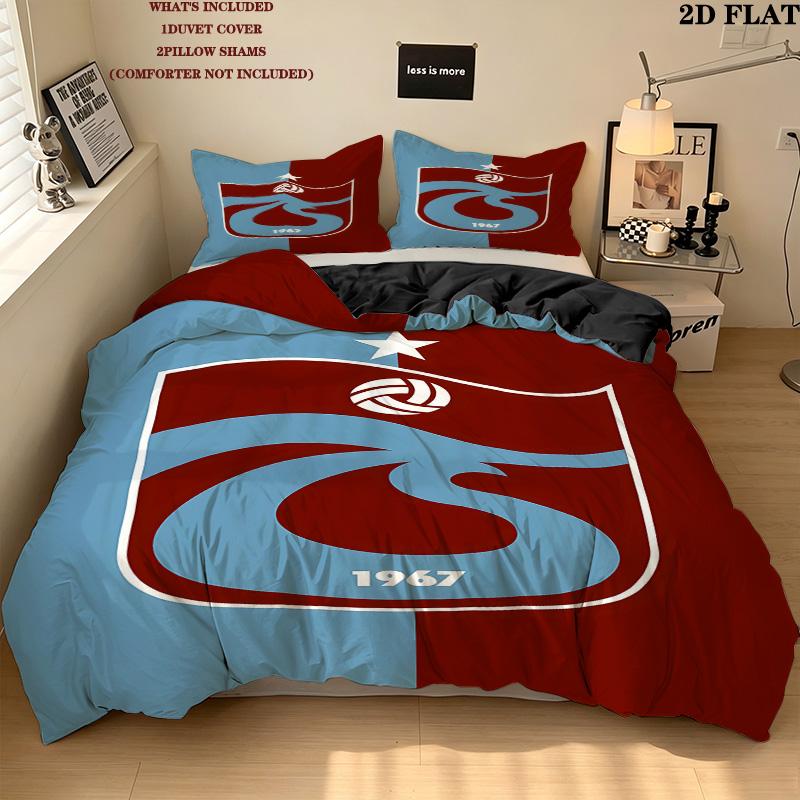 Trabzonspor Pattern Bedding Quilt Set Quilt Cover Pillowcase Home Birthday Gift(1 * duvet cover + 2 * pillowcase, without core)