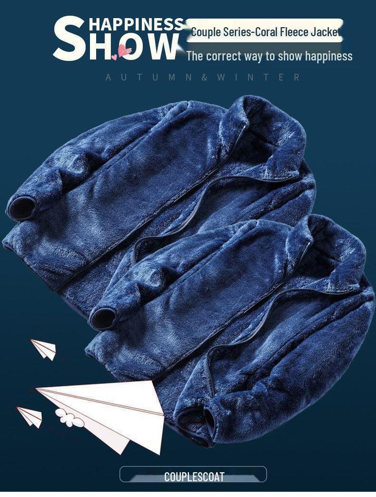 Женская флисовая куртка большого размера с двусторонним ворсом - Бархатистая, Плотная, Осень/Зима, Теплая, Свободного кроя, Воротник-стойка, Модный кардиган-свитшот.