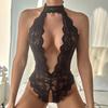 White Lace Open Cross Women Body Suit Crotchless Sexy Temptation Sex Bodysuit V-neck Hot Underwear Adult Erotic Lingerie Pajamas