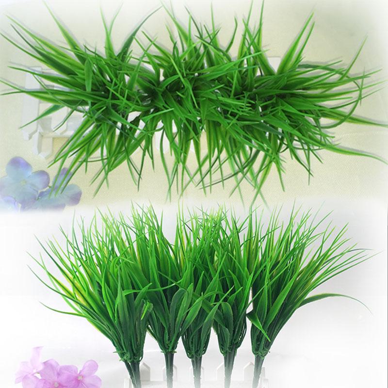 1Pcs 7 Branches Green Leaves Artificial Grass Fake Leaf Greenery Foliage Plant for Home Decor KTY
