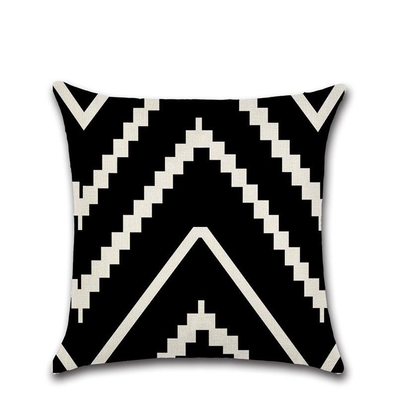 Elegant Black White Geometric Waves Cushion Cover For Home Bed Decoration