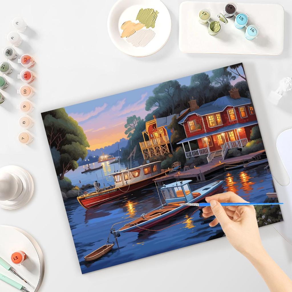 Рамка для виллы и озера, наборы для рисования по номерам для взрослых, наборы для пейзажа, современное настенное искусство, подарок «сделай сам» для домашнего декора 40x50 см