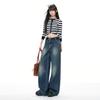 American Retro Wide-leg Jeans Women's Autumn and Winter New Design Sense Niche High-waisted Loose and Thin Straight Pants