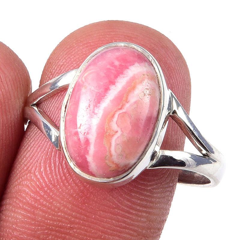 Natural Rhodochrosite Gemstone Handmade 925 Solid Sterling Silver Ring S.10 H5e65