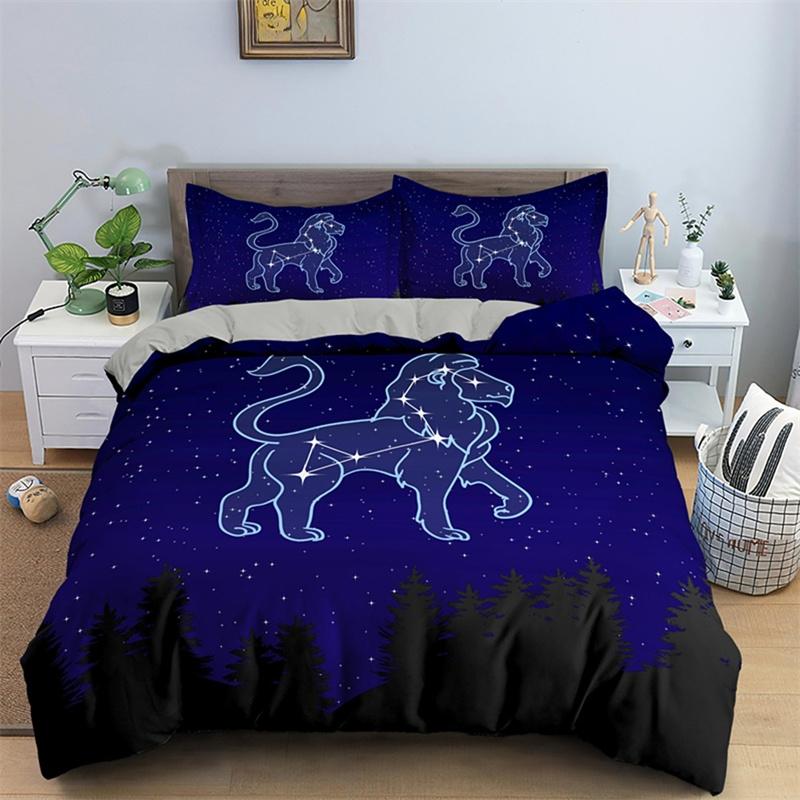 3D Galaxy King Queen Duvet Cover Starry Sky Bedding Set Soft Universe Quilt Cover Outer Space Dark Blue 2 3pcs