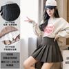 Women High Waist Pleated Mini Skirt A‑Line Woolen Skirt Solid Color No‑Stretch Casual Plus Size Skirt For Autumn Winter