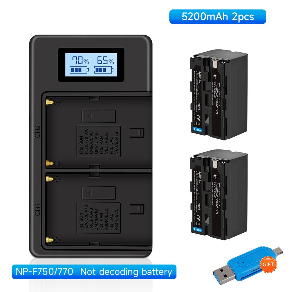 5200 мАч NP-F750 F770 F750 Аккумулятор NP-F770 Зарядное устройство с ЖК-дисплеем для Sony NP F970 F960 F550 F570 QM91D TRU47E