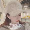 Women's Rabbit Fur Plush Duckbill Cap - Warm, Trendy Korean Style Winter Hat for Autumn/Winter