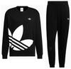 Adidas Originals Lifestyle Chillax Logo Crew Sweatshirt and Size JL8383 X JL8388 Pants, Men's, Medium, Black,