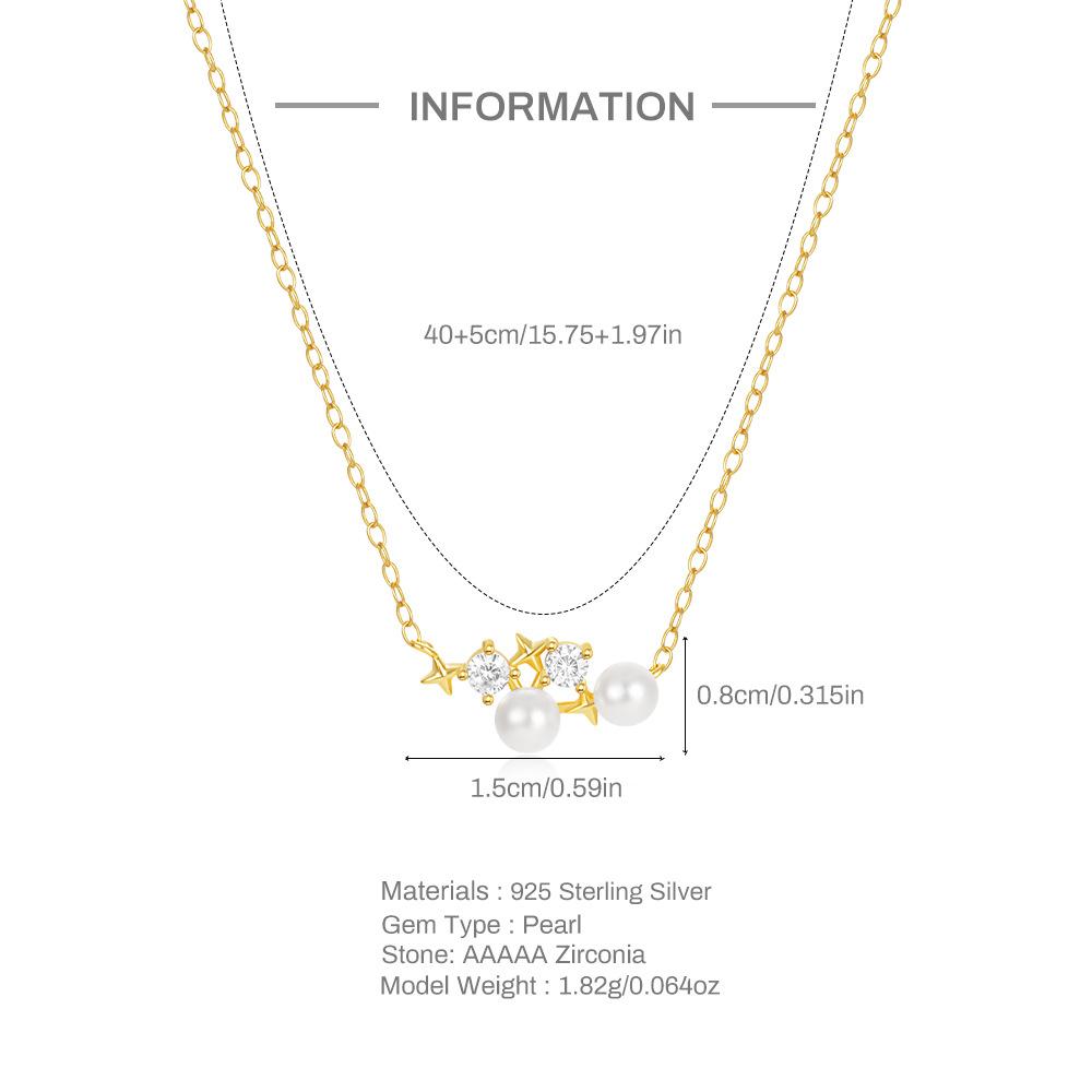 Ожерелье из серебра 925 пробы с подвеской в шахматном порядке из нескольких бусин и циркония, женская повседневная одежда, четырехугольная звезда, цепочка на ключицу