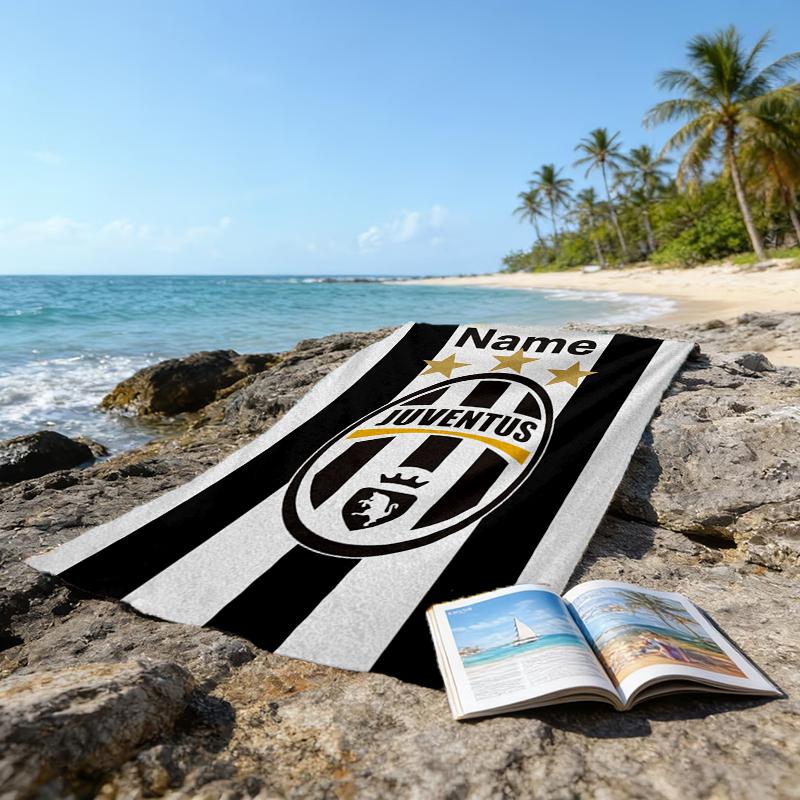 Custom Name Ultrasoft Beach Towel With Juventus Football Club Themeideal For Pool Camping Diving Perfect Travel Essential Vibrant Beach Towel