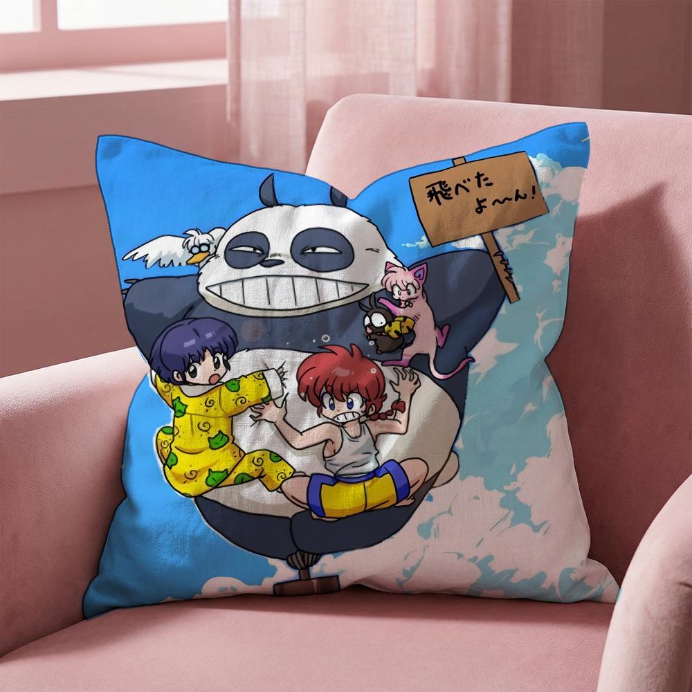 R-Ranma Cartoon Cushion Cover Multi-Scene Pillow Cover for Home & Car - Reversible, Soft & Durable for Daily Use