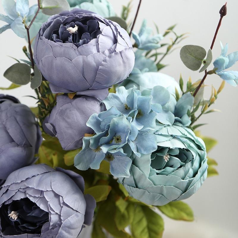 1 букет искусственных пионов чайной розы цветы камелии шелковые искусственные цветы флорес для домашнего сада свадебное украшение своими руками