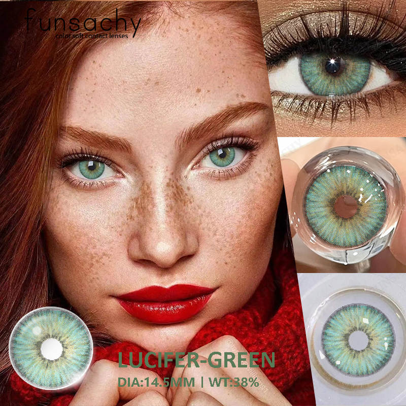 FUNSACHY 1 Pair New Color Contact Lenses for Eyes Beautiful Pupil Fashion Gray Brown Soft Lenses Yearly Cosmetics Korean Lens