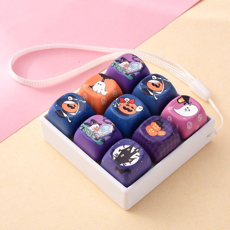 Креативный Хэллоуинский Подвеска-Клавиатура с 9 Клавишами Милая Fidget Колпачок Клавиши Брелок Портативная Игрушка для Снятия Стресса для Использования на Улице
