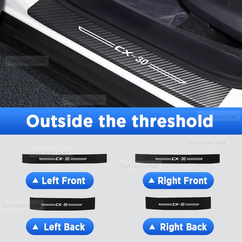Для MAZDA CX30 CX-30 2022 2023 автомобильная педаль на пороге из углеродного волокна, текстурированные аксессуары, кожаный Стайлинг, автомобильная наклейка