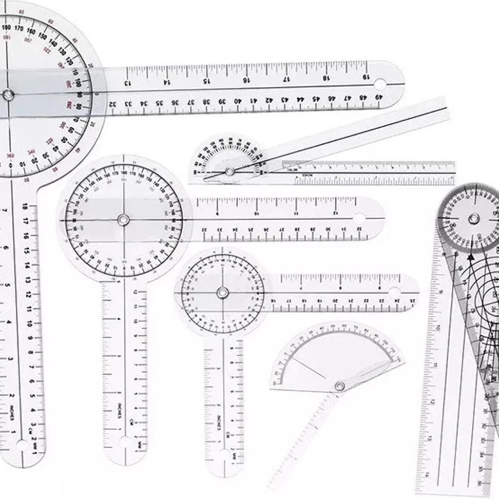Набор медицинских гониометров 6 шт. ПВХ Прозрачная шкала Устойчивая к износу угловая линейка для ортопедии