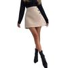 Women Button High Waist Chamois Solid Color A Line Package Hip Mini Skirt