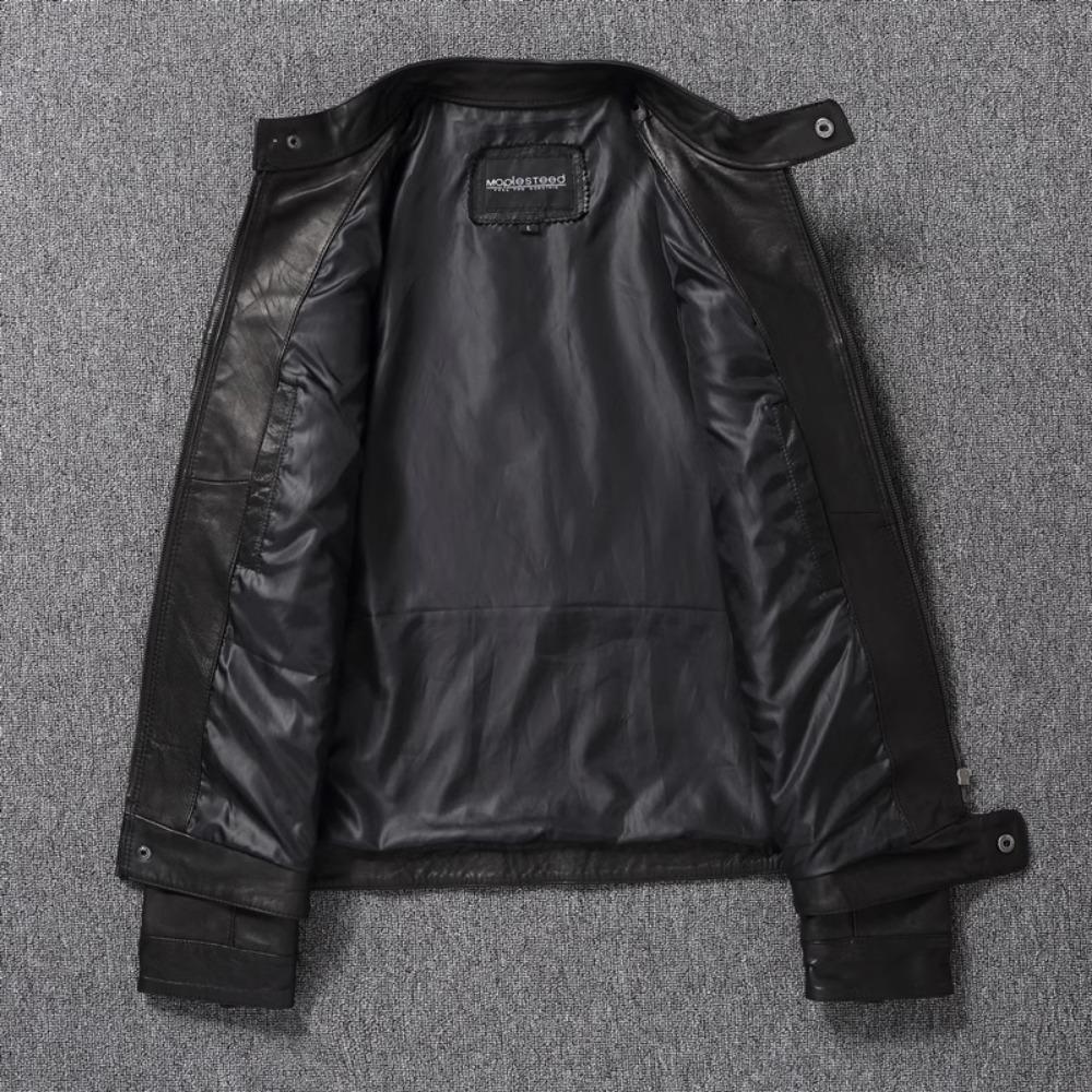 Одежда из натуральной кожи Мужская овчина Мотоциклетная куртка Тонкая сетчатая куртка весна-осень Чистая кожа Пальто с воротником-стойкой