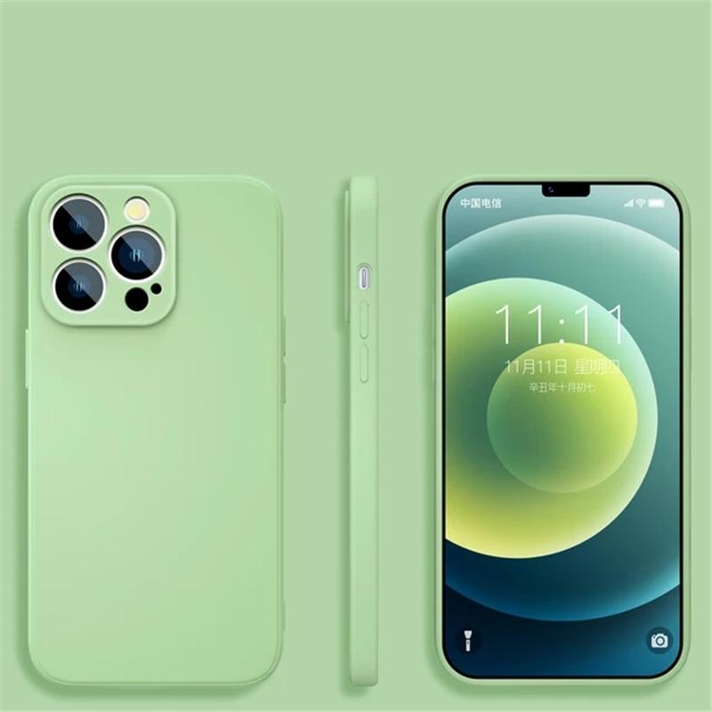 Роскошный квадратный жидкий силиконовый мягкий чехол для телефона из ТПУ для iPhone 15 14 13 12 11 Pro Max X XR XS Max 7 8 14 15 Plus полная защита задняя крышка из ТПУ