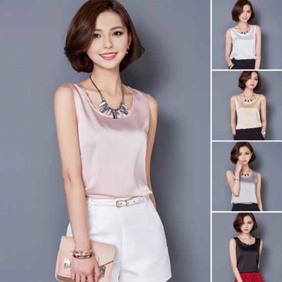 Женский летний жилет с круглым вырезом без рукавов, свободный цветной пуловер, однотонные топы из гладкой ткани на каждый день