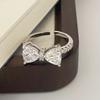 Кольцо-бантик с кубическим цирконием, регулируемое, со стразами, с бантом, открытое, обручальное, ювелирное изделие для женщин