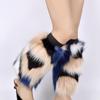 Womens Rainbow Colorful Furry Leg Warmers Autumn Winter Vintage Faux Fur Plush Boot Covers Cuffs Hipster Warm Socks