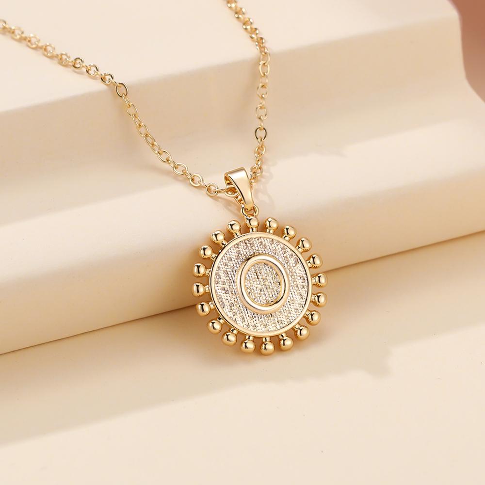 Ожерелье с инициалами для женщин, 1 шт., золотого цвета, круглая подвеска с буквами, цепочка, ожерелье, колье, ювелирные изделия с алфавитом