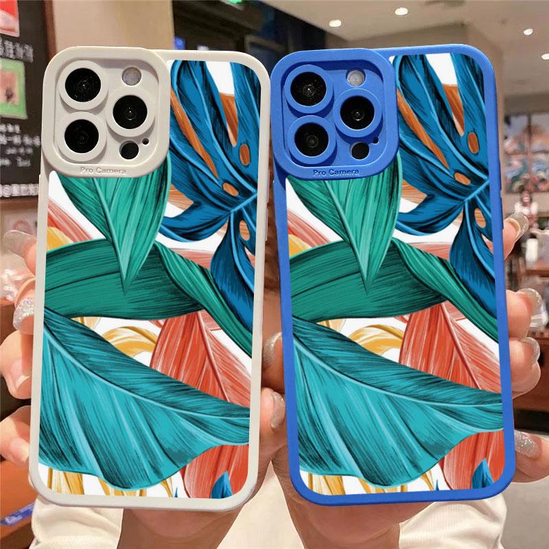 Чехол Листья Монстеры Зеленый Для iPhone 14 Plus 14 13 12 11 Pro Max XR XS X 7 8 Plus SE 2020 Чехлы Милые Мягкие Силиконовые Задние Крышки