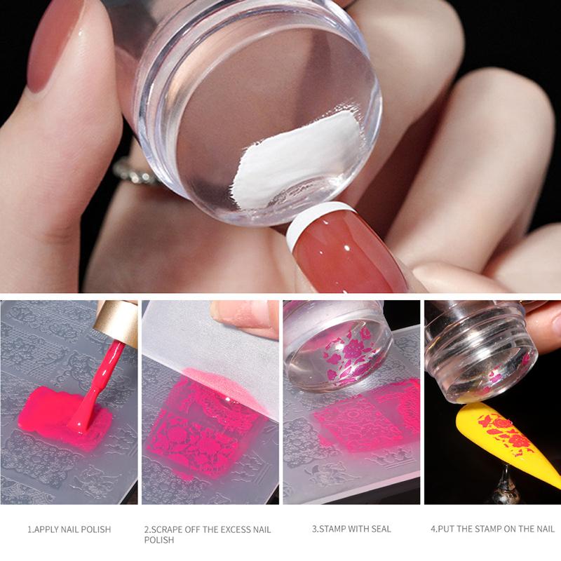 Пластины для штамповки ногтей Pure Clear Jelly Nail Art Stamper Scraper Set Print Silicone Marshmallow Design Маникюрные аксессуары Инструмент
