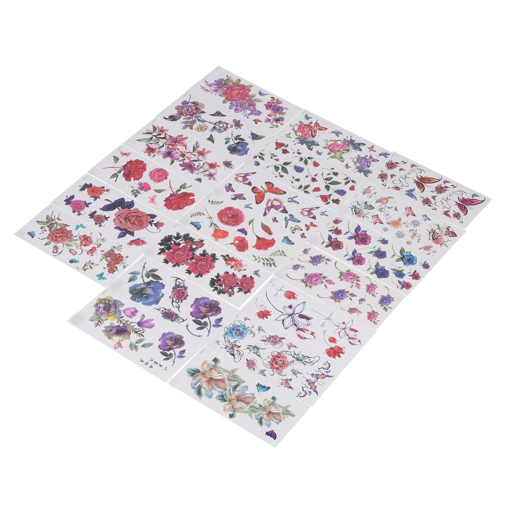 20 шт. Временные татуировки Водонепроницаемые с цветочным узором Набор наклеек с имитацией татуировок для женщин