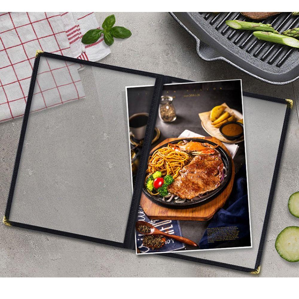 Metal Corners PVC Transparent Menu Cover A4 Shell Document Folder Loose Leaf Binder Restaurant