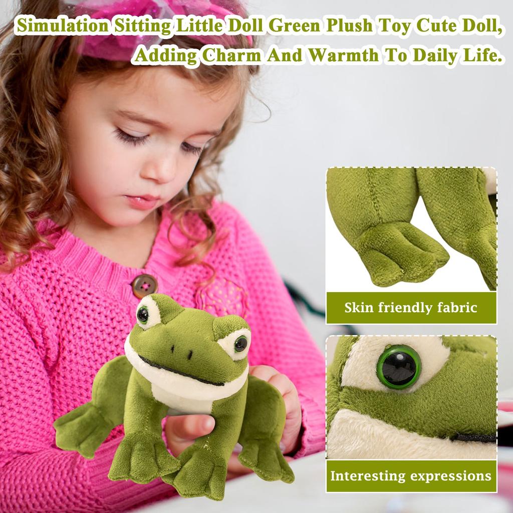 Сидящая маленькая кукла-симуляция Зеленая плюшевая игрушка Милая кукла