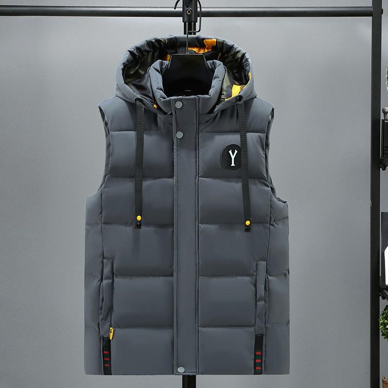 Mens Detachable Hood Puffer Vest Loose Warm Sleeveless Jacket Winter Casual Wear