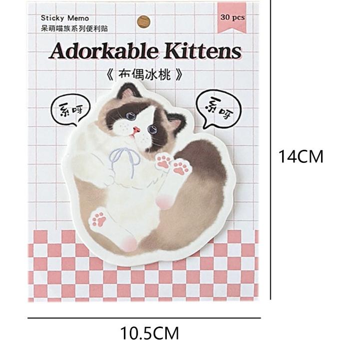 30pcs/set Sweet Cartoon Anime Kitten Sticky Note Korean Chic Cute Cat Scrapbooking Memo Pad Kawaii Notepad Student Supplies