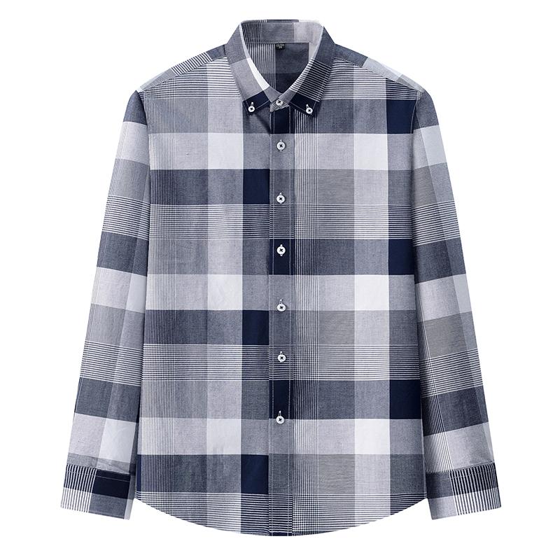 Классический покрой из чистого хлопка, деловая мужская клетчатая рубашка, качественные клетчатые мужские топы с длинными рукавами и нагрудным карманом, офисные повседневные
