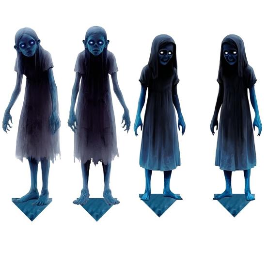 2 шт. Металлический колышек для двора в виде зомби на Хэллоуин, уличный жуткий призрак, знак для двора и газона для страшного хэллоуинского декора сада и крыльца