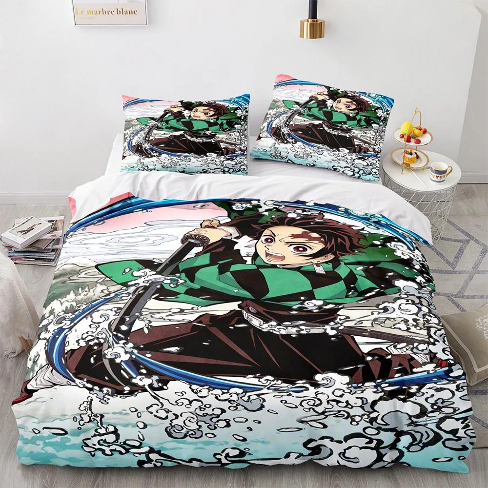 Demon Slayer Bedding Collection Single Twin Full Queen King Size Anime Kawaii Bed Collection Aldult Kid Bedroom Duvetcover Collections 3D