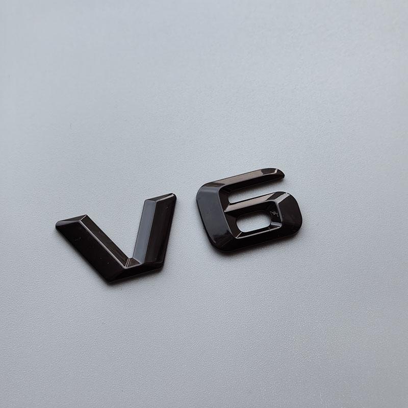 2015 3D Sharp V6 V8 V10 V12 Letters Numbers ABS Car Emblem DFH544 Fender Discharging Badge Nameplate Logo Sticker Chrome Black